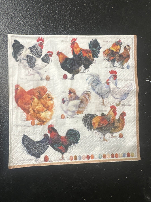 Napkin - Hens & Rooster